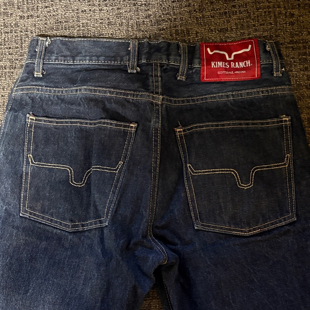 Kimes Ranch Men's Indigo Straight-Leg Jeans with Red Logo Patch
